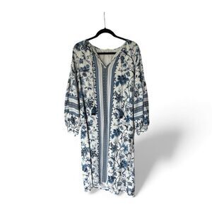 A Loves a Midi Dress Paisley Tassles Linen Blend Boho Size M with Flaw